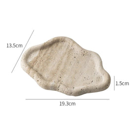 Travertine Jewelry Tray, Cloud Wavy Edge Perfume Tray for Dresser, 7.6in