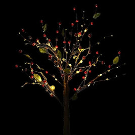Lighted Tabletop Tree, 24 LED Battery Twig Tree, Red Berries or Gold, 22in