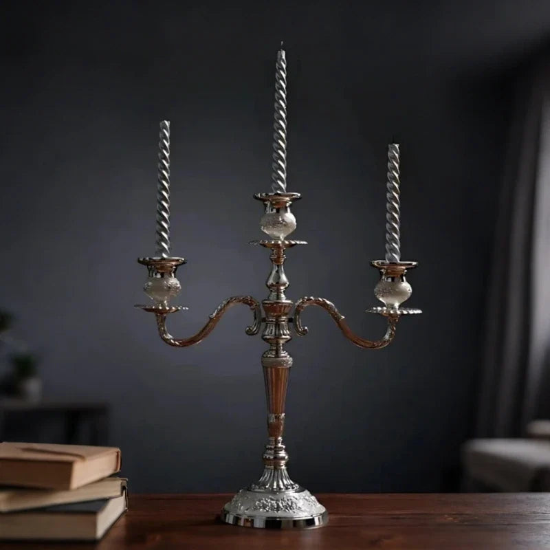 Candelabra, Vintage Taper Candle Holder, Floral Detail, 3 or 5 Arm, 14in