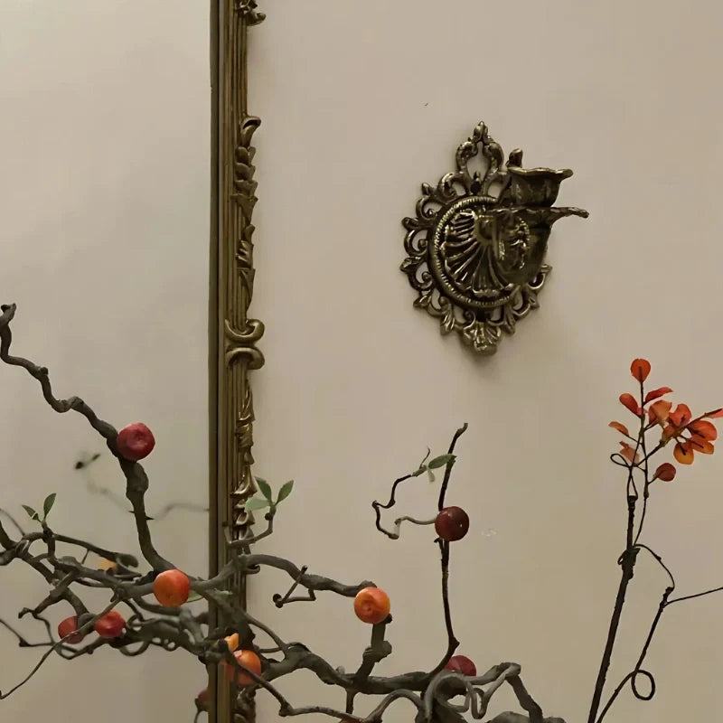 Wall Candle Holder, Vintage Iron Wall Sconce for Taper Candles, Scrollwork
