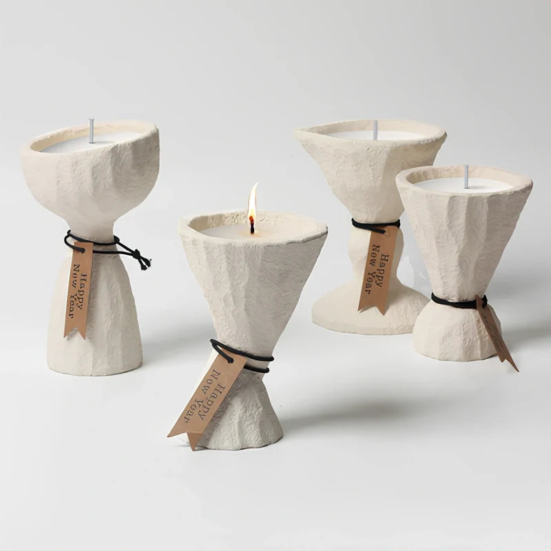 Concrete Candle Holder, Handcast Cement Cup Candle Holder, Nordic, 4 Shapes