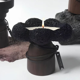 Cement Candle Holder, Concrete & Wood Bowl for Wax Sand or Cup Candles