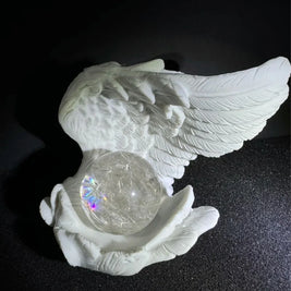 Angel Candle Holder, Sculpted Resin Angel Wings, White or Black, 3.9in
