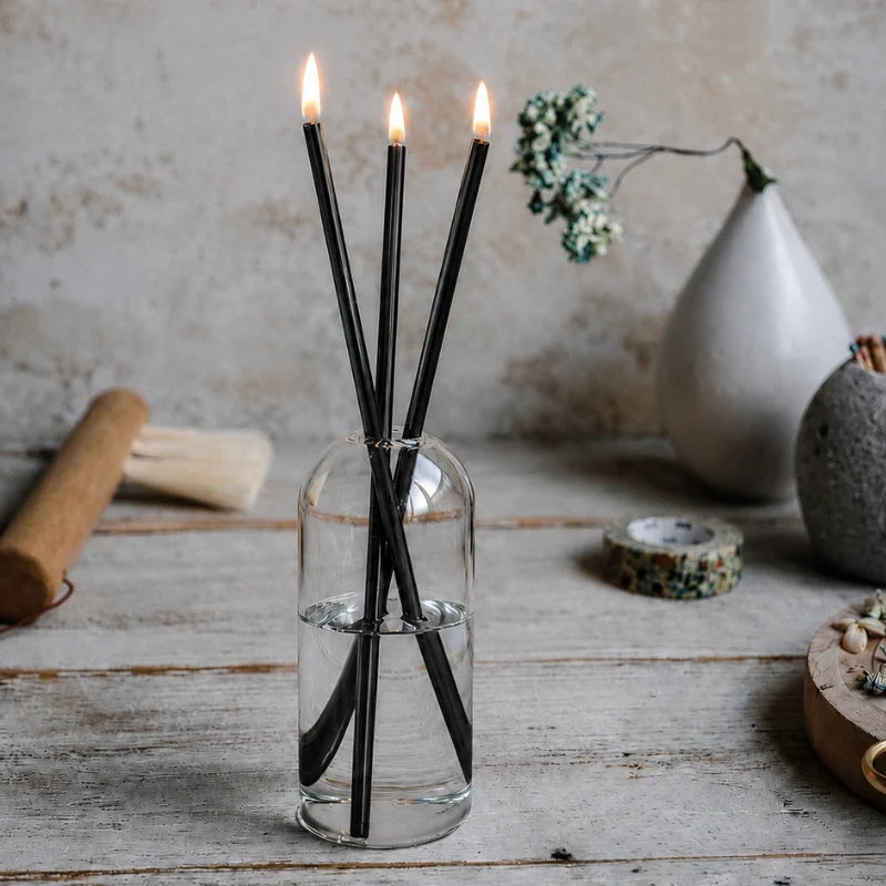 Refillable Oil Candles, Glass Oil Lamp with 3 Steel Wick Candles, 3 Colors