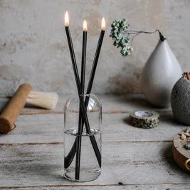 Refillable Oil Candles, Glass Oil Lamp with 3 Steel Wick Candles, 3 Colors