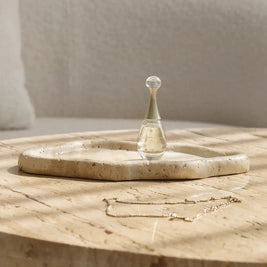 Travertine Jewelry Tray, Cloud Wavy Edge Perfume Tray for Dresser, 7.6in