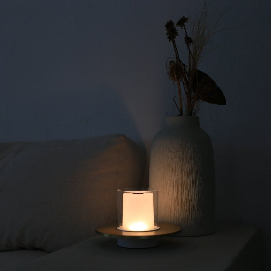 Cordless Candle Lamp, Rechargeable LED Table Lamp, Hand Wave Dimming, 6in