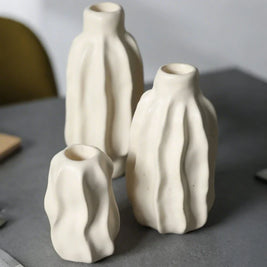 Ceramic Taper Candle Holder, Rippled Matte Candlestick Holder, 4 Shapes