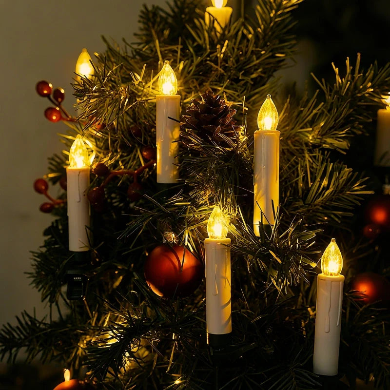 Clip On Christmas Tree Candles, Flameless LED with Remote, 20 to 60 Pack
