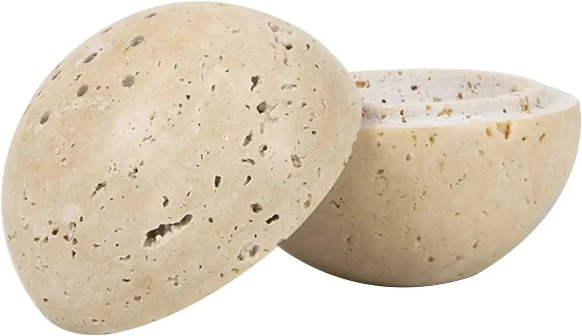 Travertine Incense Burner with 9 Holes, Hand Carved Incense Holder, 4.1in