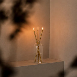 Refillable Oil Candles, Glass Oil Lamp with 3 Steel Wick Candles, 3 Colors