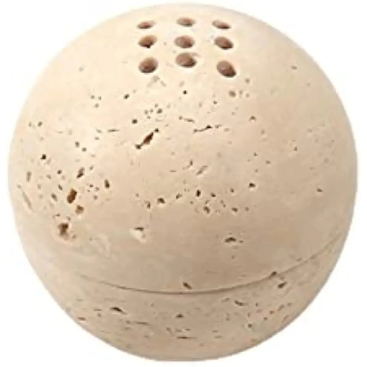 Travertine Incense Burner with 9 Holes, Hand Carved Incense Holder, 4.1in