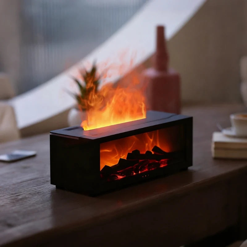 Flame Humidifier, Essential Oil Diffuser, Fire Effect, 7 Colors, Remote