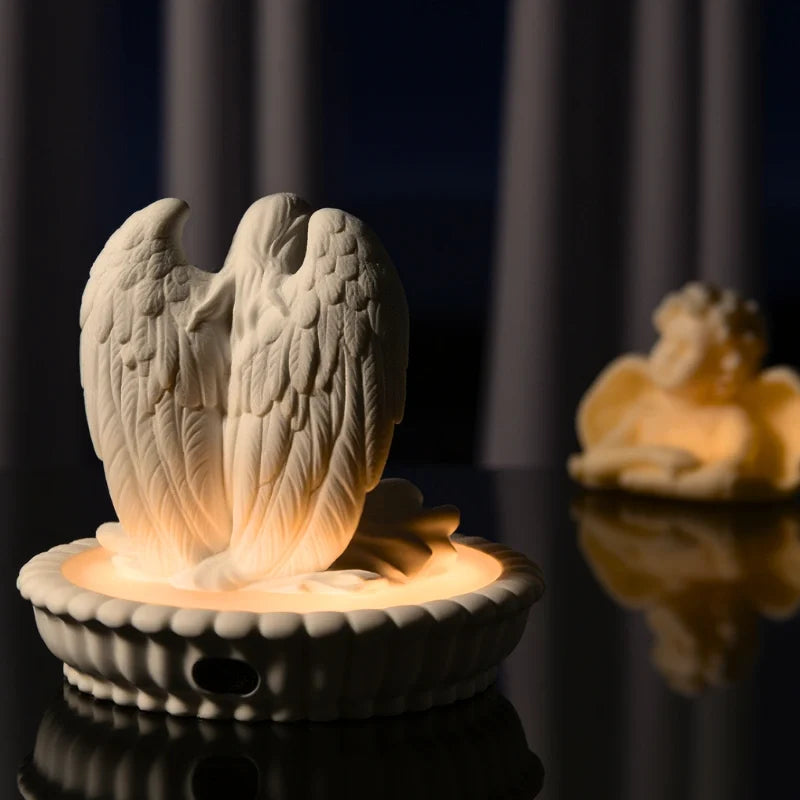 Angel Night Light, Rechargeable Gypsum Aroma Diffuser Lamp, Dimmable, 5in