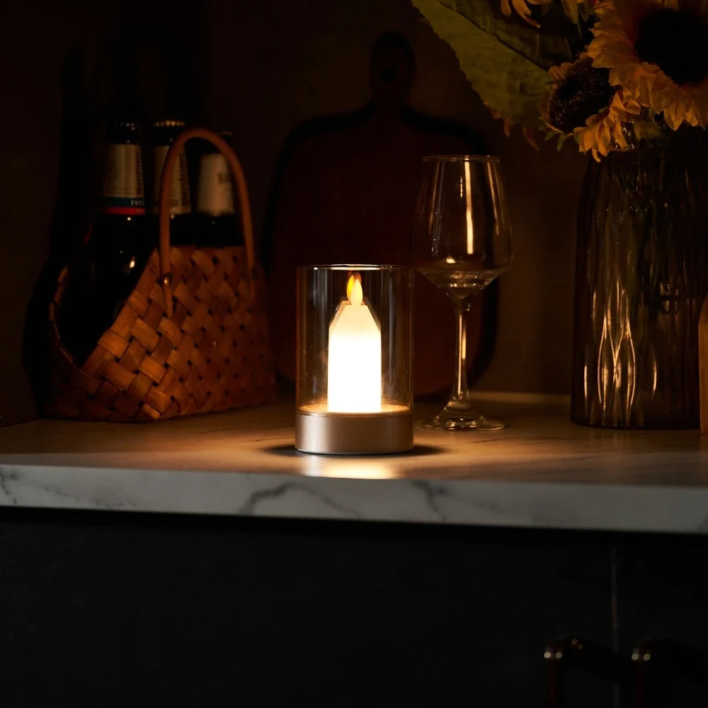 LED Candle Lamp, Rechargeable Flameless Candle with Hand Wave Control, 5in