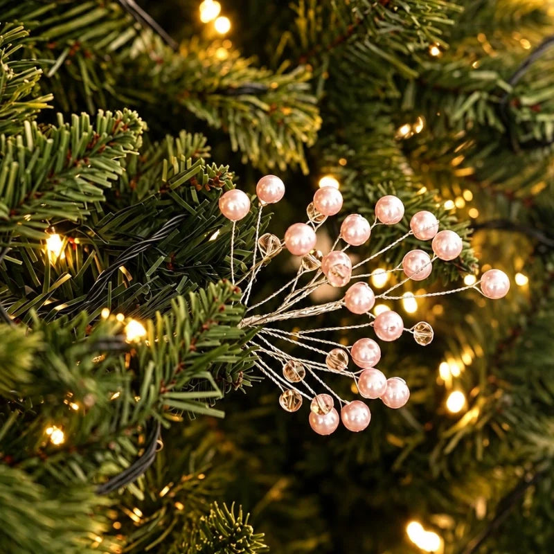 Christmas Tree Picks, Beaded Pearl & Crystal Look Branches, 10-40 Pack
