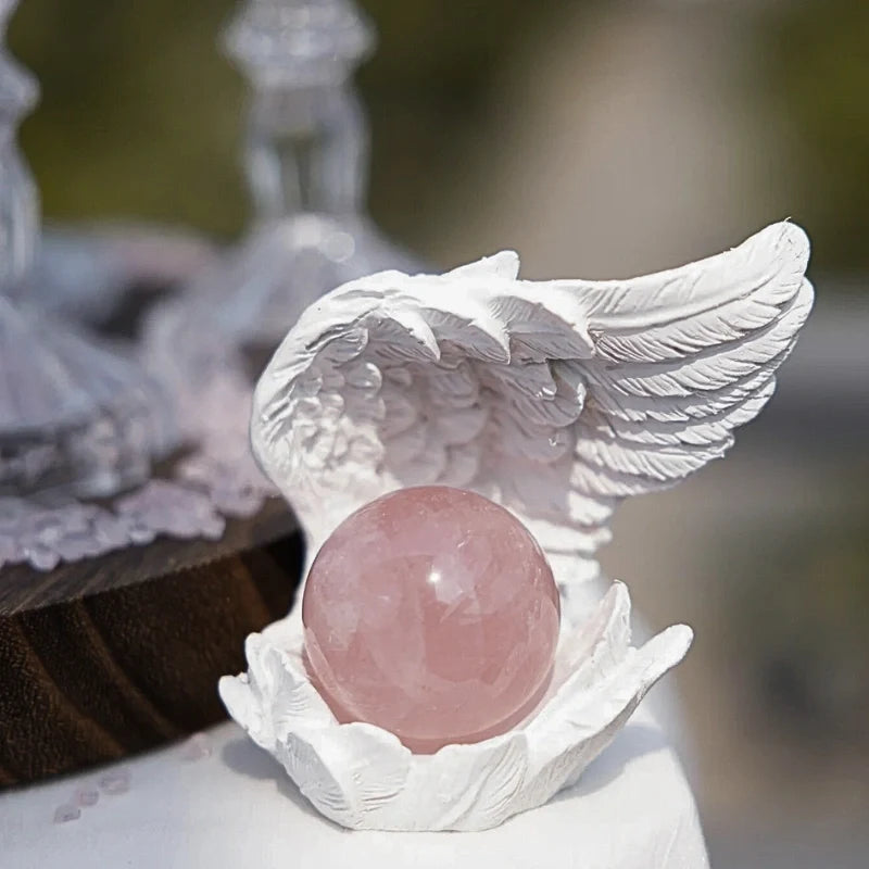 Angel Candle Holder, Sculpted Resin Angel Wings, White or Black, 3.9in