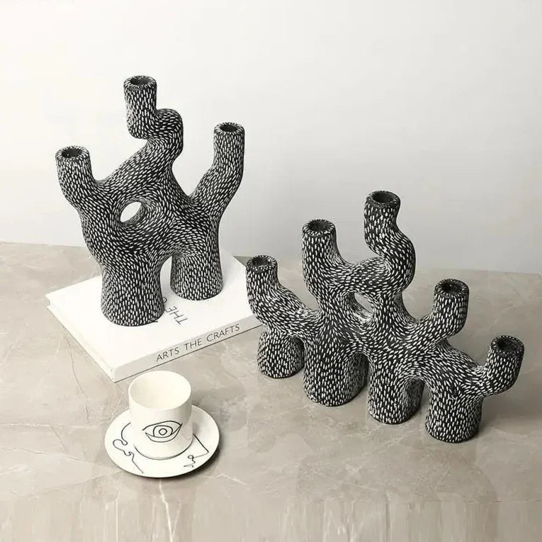 Cement Coral Candle Holder, Abstract Candlestick Stand, Textured, 11-14in
