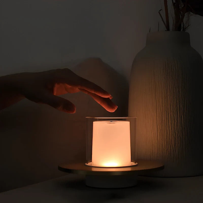 Cordless Candle Lamp, Rechargeable LED Table Lamp, Hand Wave Dimming, 6in