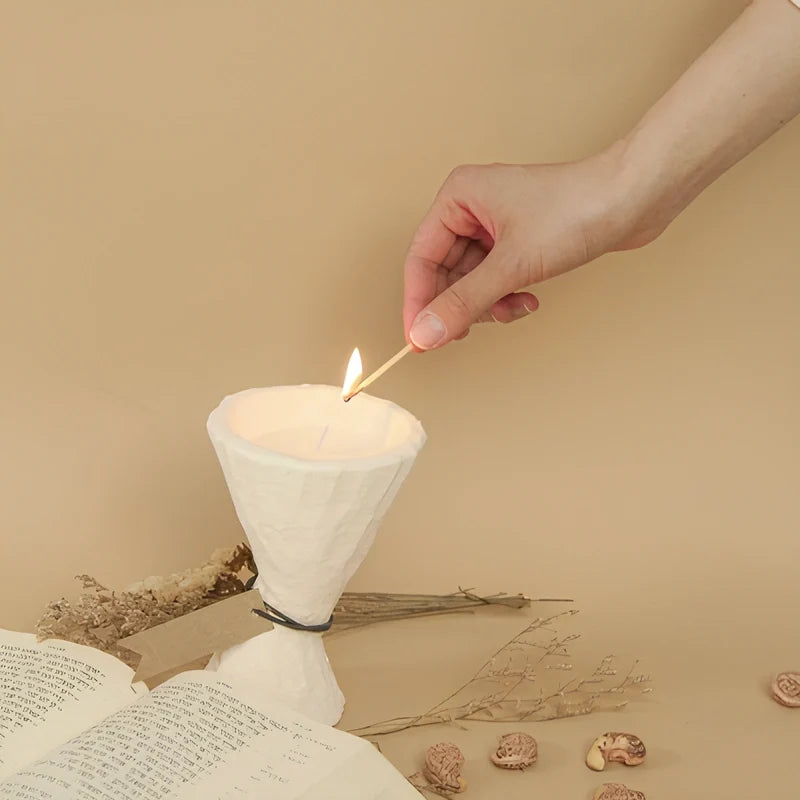 Concrete Candle Holder, Handcast Cement Cup Candle Holder, Nordic, 4 Shapes