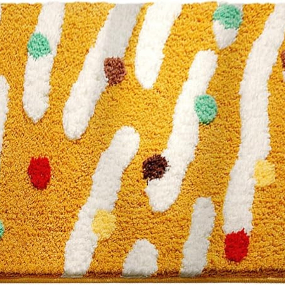 Bold Dot Bath Mat in Soft Microfiber, Plush Colorful Bathroom & Entryway Mat, Non Slip, 5 Colors, 4 Sizes