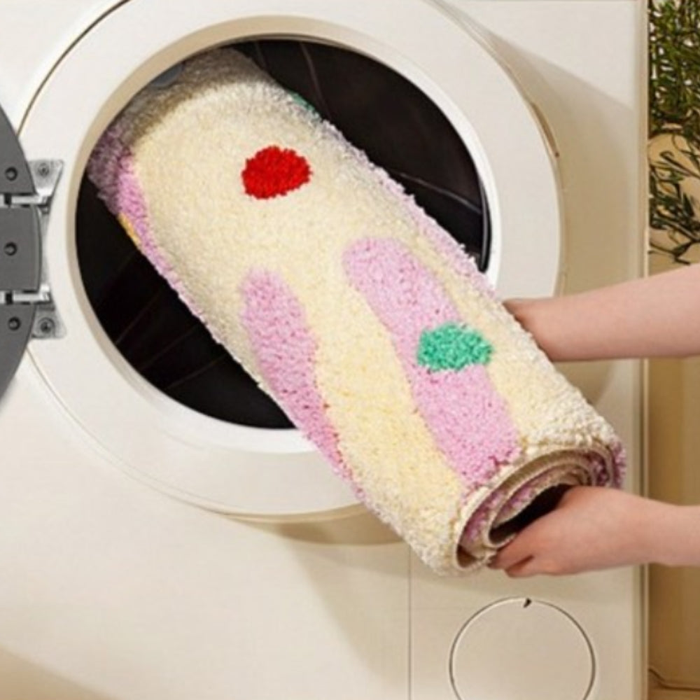 Bold Dot Bath Mat in Soft Microfiber, Plush Colorful Bathroom & Entryway Mat, Non Slip, 5 Colors, 4 Sizes