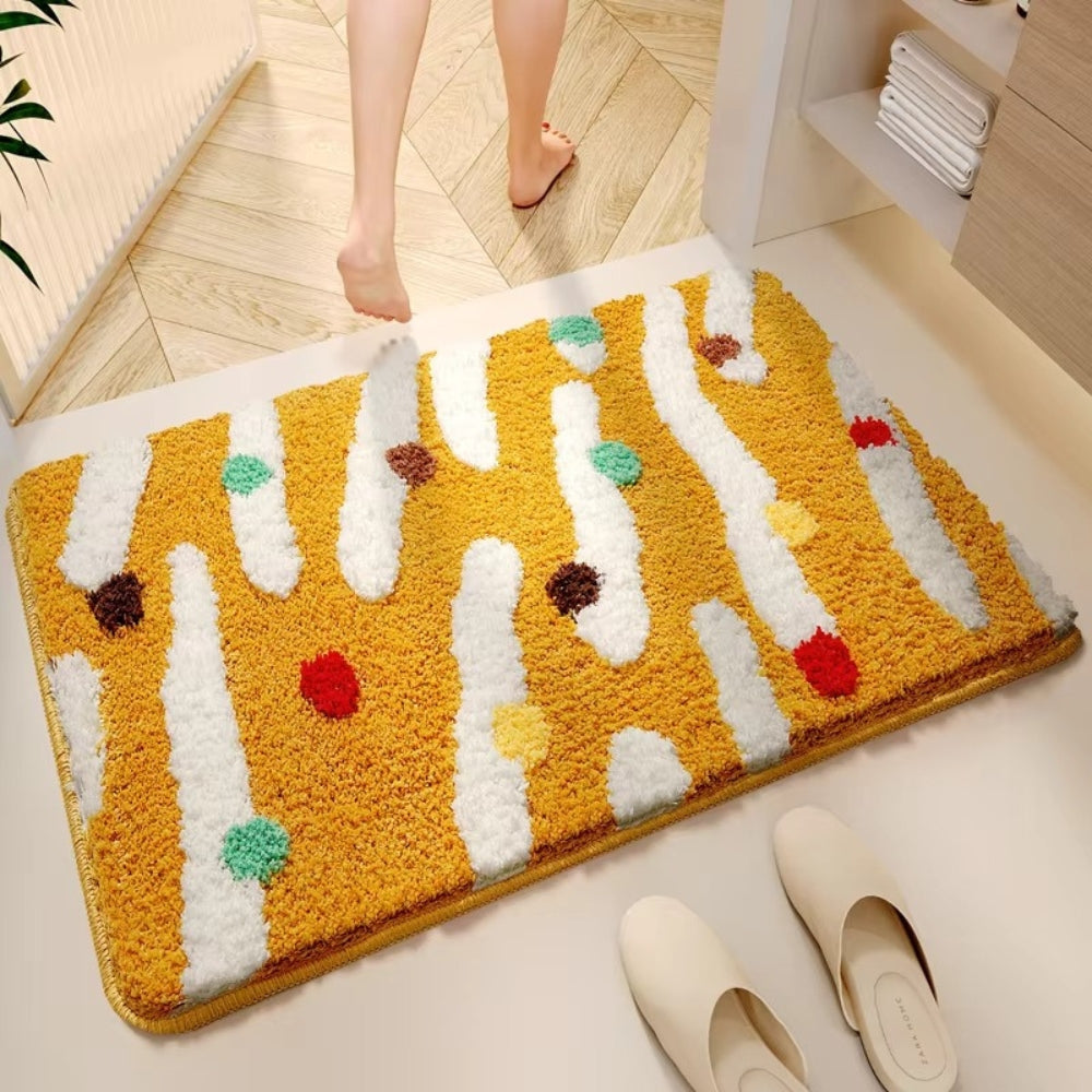 Bold Dot Bath Mat in Soft Microfiber, Plush Colorful Bathroom & Entryway Mat, Non Slip, 5 Colors, 4 Sizes
