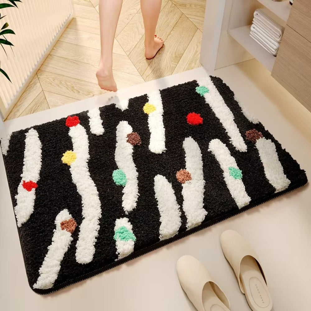 Bold Dot Bath Mat in Soft Microfiber, Plush Colorful Bathroom & Entryway Mat, Non Slip, 5 Colors, 4 Sizes