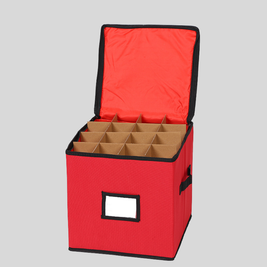 Ornament Storage Box with Dividers & Window, Holds 64 or 128 Ornaments