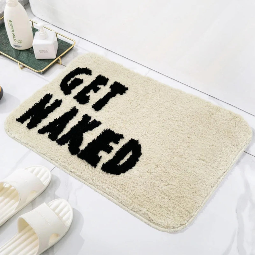 Fluffy Bath Mat in Minimal Design, Soft Absorbent Bathroom & Bedroom Mat, Machine Washable Non Slip, 2 Designs, 2 Sizes