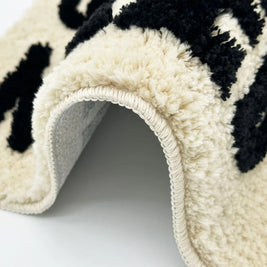 Fluffy Bath Mat in Minimal Design, Soft Absorbent Bathroom & Bedroom Mat, Machine Washable Non Slip, 2 Designs, 2 Sizes