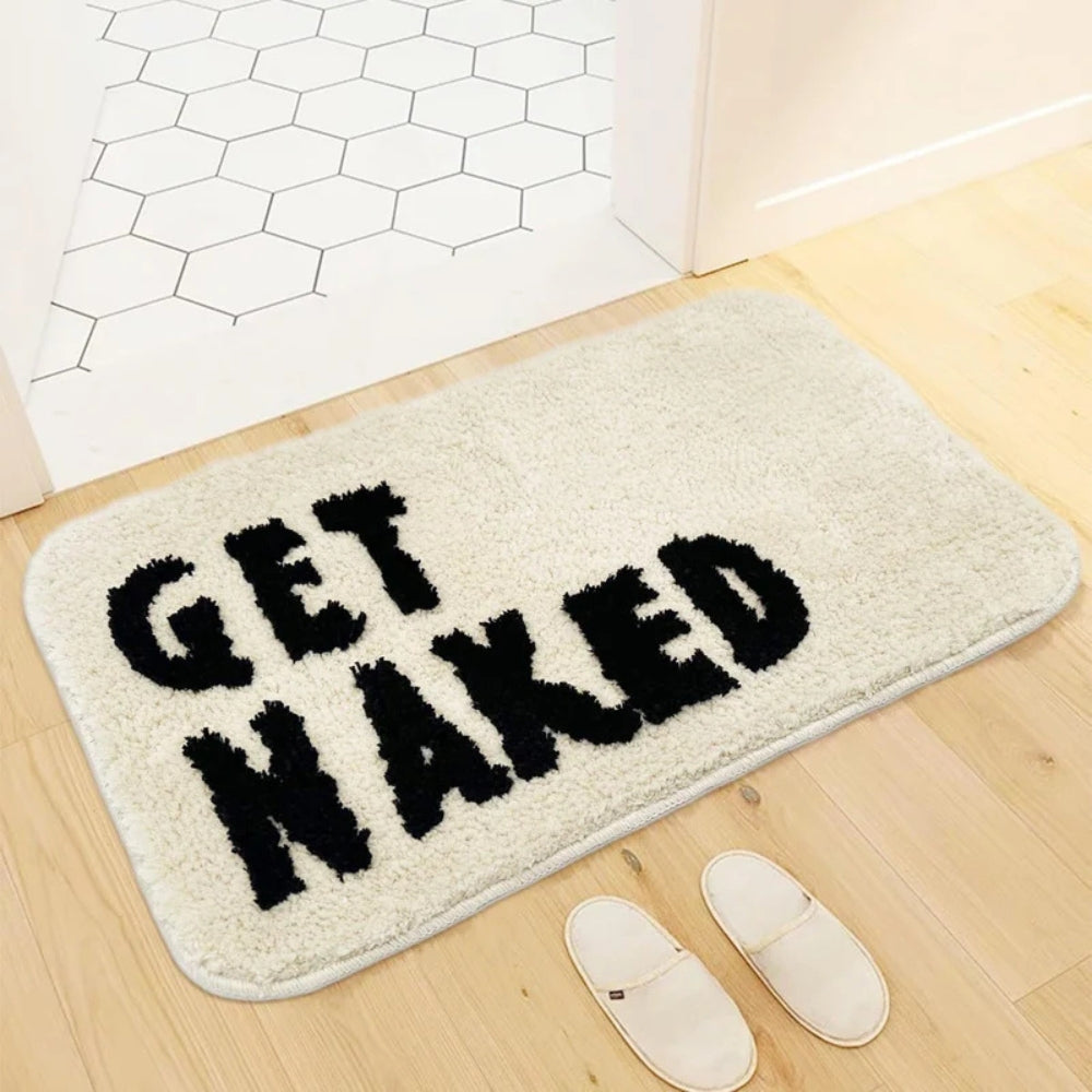 Fluffy Bath Mat in Minimal Design, Soft Absorbent Bathroom & Bedroom Mat, Machine Washable Non Slip, 2 Designs, 2 Sizes