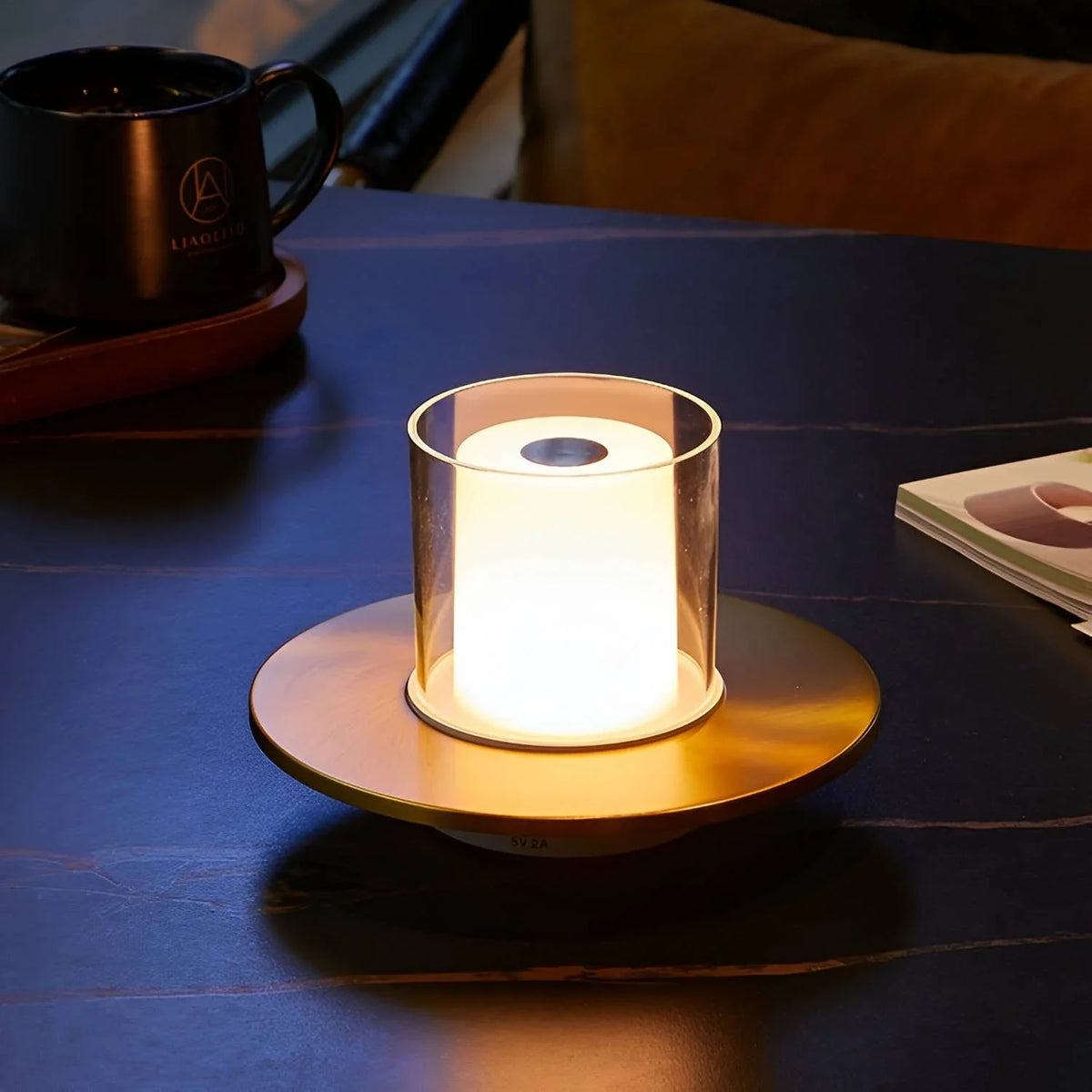 Cordless Candle Lamp, Rechargeable LED Table Lamp, Hand Wave Dimming, 6in