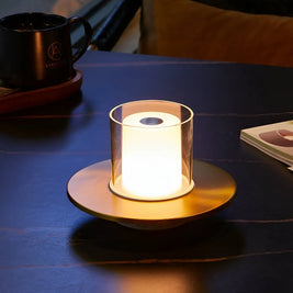 Cordless Candle Lamp, Rechargeable LED Table Lamp, Hand Wave Dimming, 6in