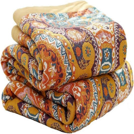 100% Cotton Woven Throw Blanket with Sun Design, Reversible Boho Sofa Throw & Summer Bed Layer, 2 Sizes