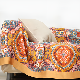 100% Cotton Woven Throw Blanket with Sun Design, Reversible Boho Sofa Throw & Summer Bed Layer, 2 Sizes
