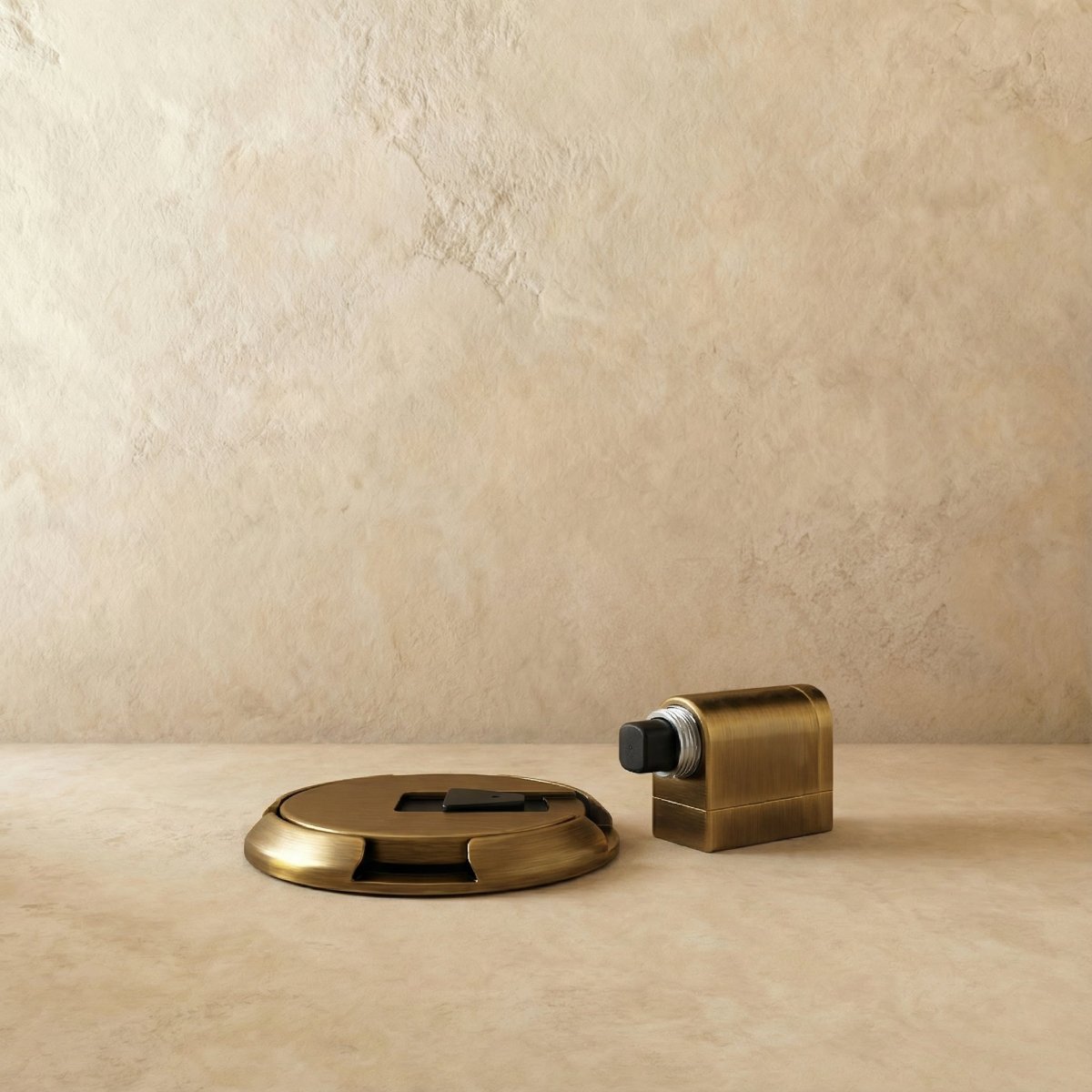 Flip Down Floor Door Holder, Kick Down Door Stop for Carpet & Hard Floors, Adjustable Height, 4 Finishes, 2.3in Base