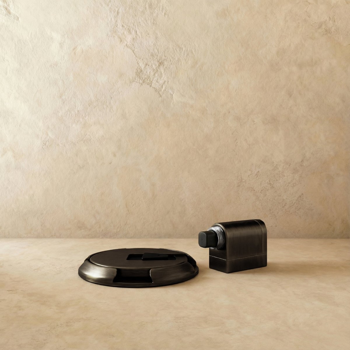 Flip Down Floor Door Holder, Kick Down Door Stop for Carpet & Hard Floors, Adjustable Height, 4 Finishes, 2.3in Base