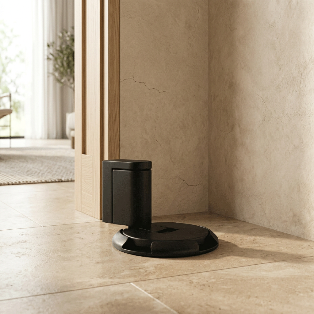 Flip Down Floor Door Holder, Kick Down Door Stop for Carpet & Hard Floors, Adjustable Height, 4 Finishes, 2.3in Base