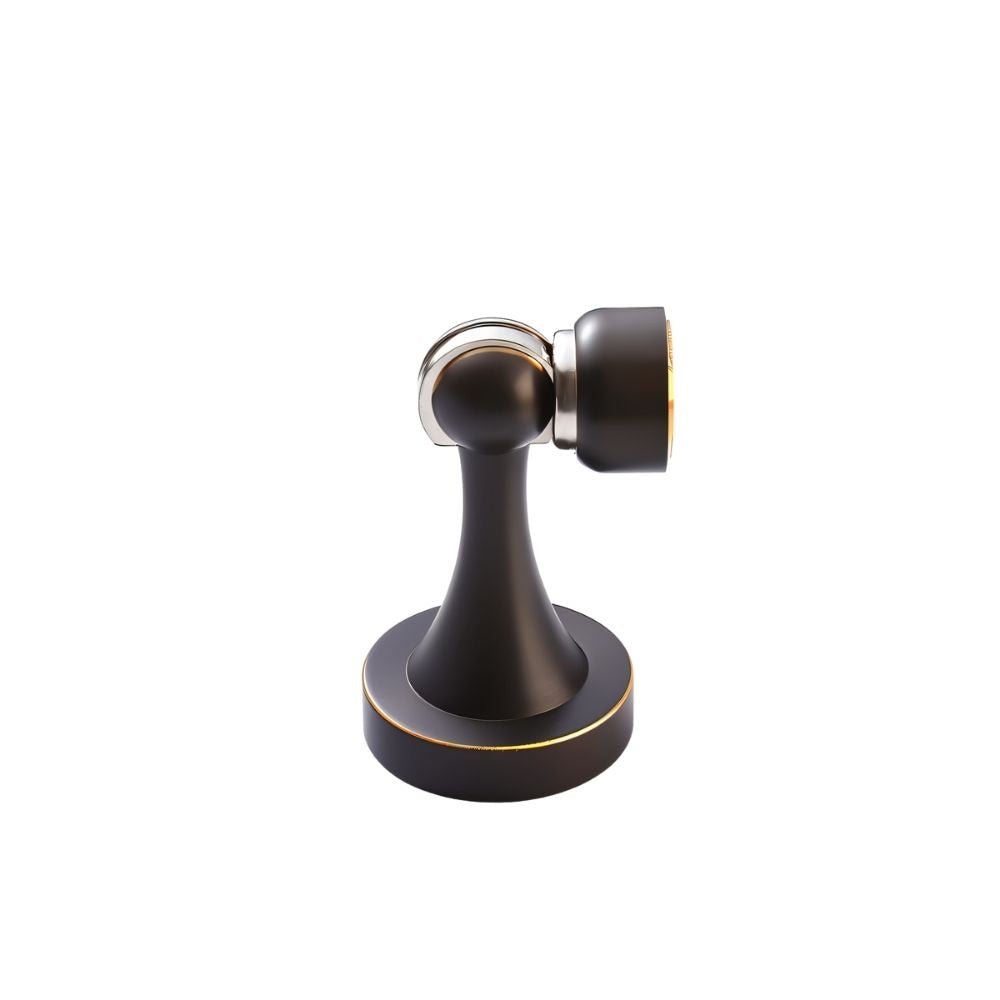 Curved Magnetic Door Stopper in Solid Brass, Minimalist Floor Mounted Door Holder, Corrosion Resistant, 5 Finishes, 3.3in