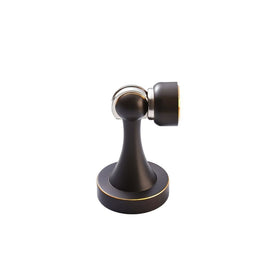 Curved Magnetic Door Stopper in Solid Brass, Minimalist Floor Mounted Door Holder, Corrosion Resistant, 5 Finishes, 3.3in