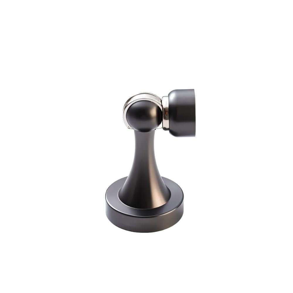 Curved Magnetic Door Stopper in Solid Brass, Minimalist Floor Mounted Door Holder, Corrosion Resistant, 5 Finishes, 3.3in
