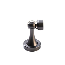 Curved Magnetic Door Stopper in Solid Brass, Minimalist Floor Mounted Door Holder, Corrosion Resistant, 5 Finishes, 3.3in