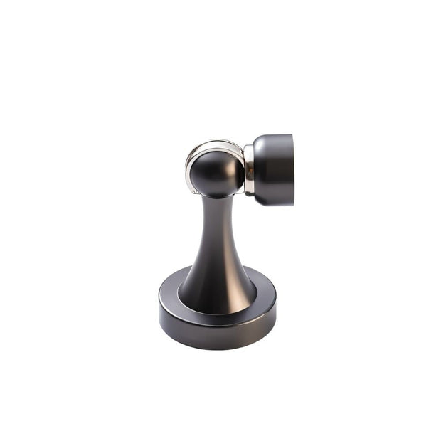 Curved Magnetic Door Stopper in Solid Brass, Minimalist Floor Mounted Door Holder, Corrosion Resistant, 5 Finishes, 3.3in