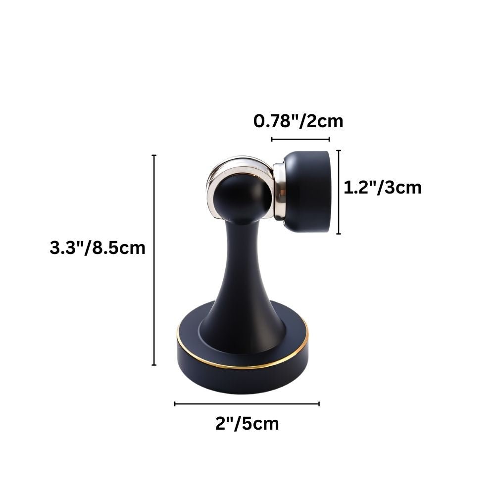 Curved Magnetic Door Stopper in Solid Brass, Minimalist Floor Mounted Door Holder, Corrosion Resistant, 5 Finishes, 3.3in