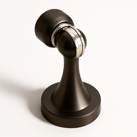 Curved Magnetic Door Stopper in Solid Brass, Minimalist Floor Mounted Door Holder, Corrosion Resistant, 5 Finishes, 3.3in