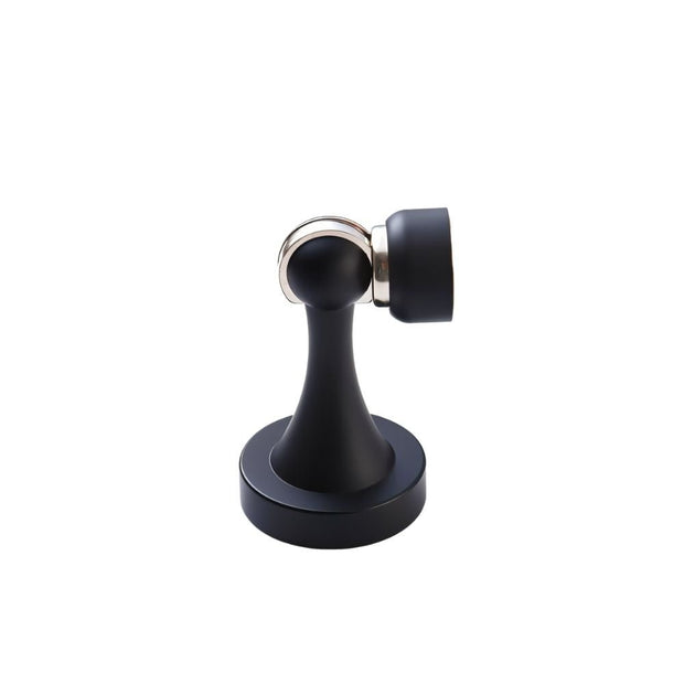 Curved Magnetic Door Stopper in Solid Brass, Minimalist Floor Mounted Door Holder, Corrosion Resistant, 5 Finishes, 3.3in