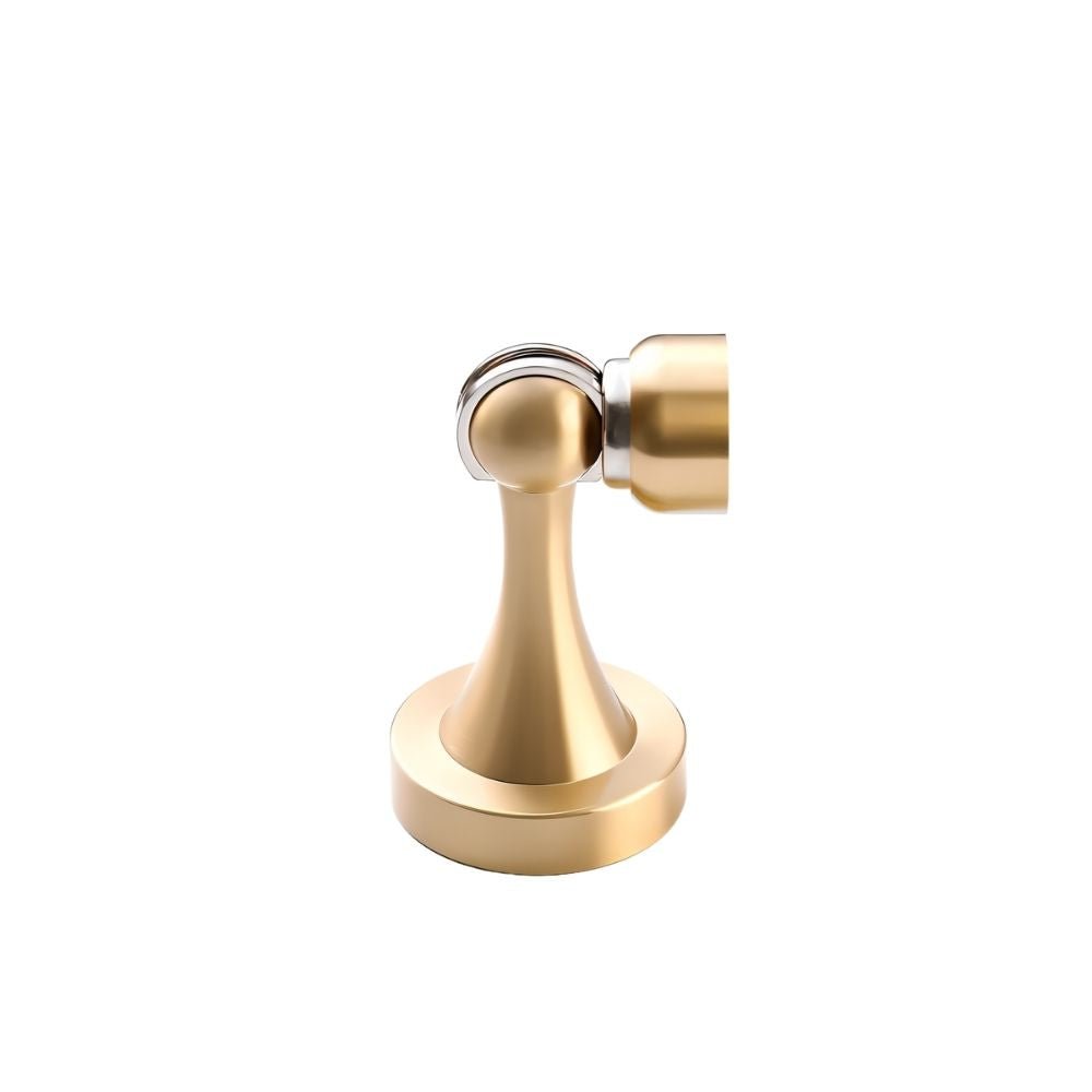 Curved Magnetic Door Stopper in Solid Brass, Minimalist Floor Mounted Door Holder, Corrosion Resistant, 5 Finishes, 3.3in