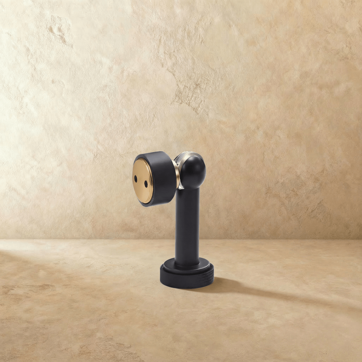 Solid Brass Magnetic Door Stop with Knurled Base, Industrial Floor Mounted Door Holder, Holds Doors Open, 3 Finishes, 3.2in