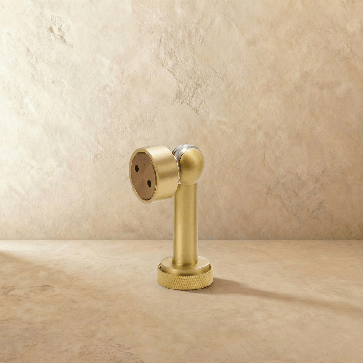 Solid Brass Magnetic Door Stop with Knurled Base, Industrial Floor Mounted Door Holder, Holds Doors Open, 3 Finishes, 3.2in